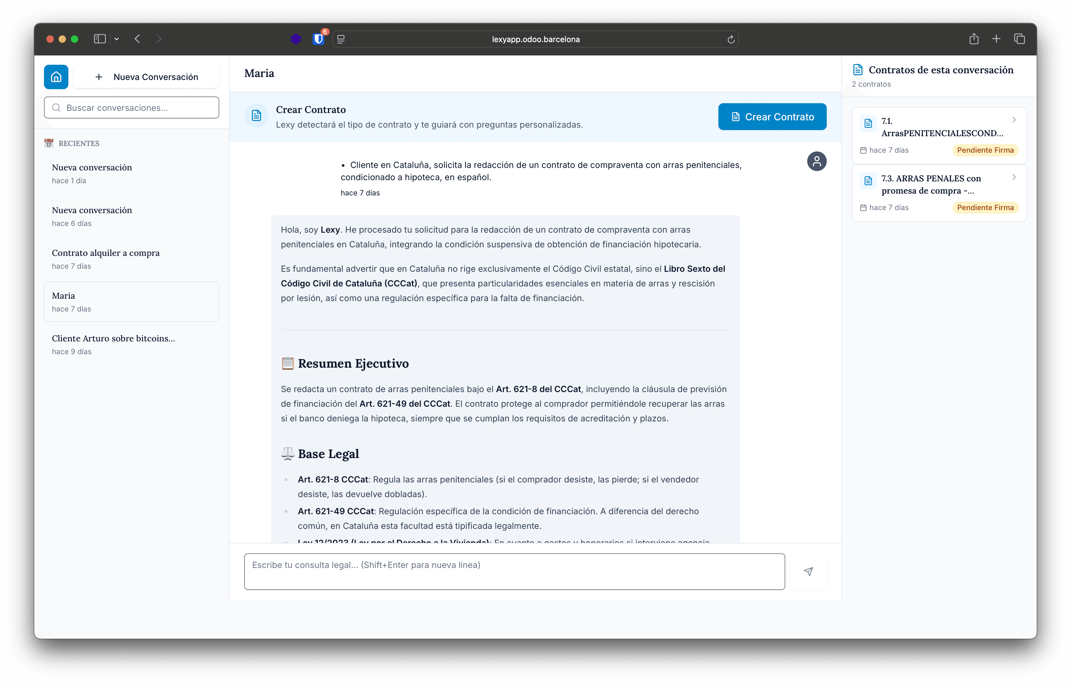 Chat con Lexy - Interfaz conversacional