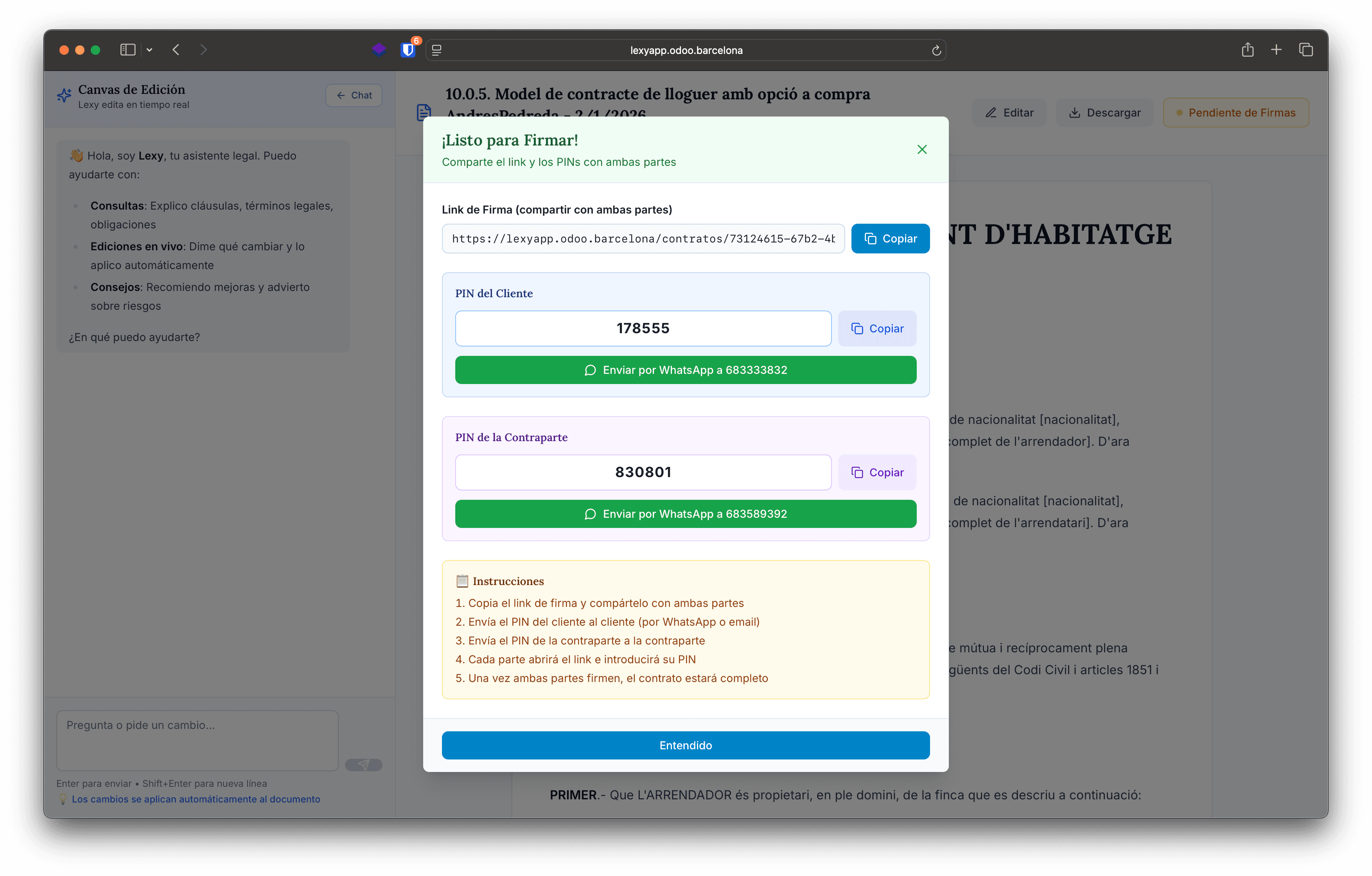 Sistema de firma digital - Cierre completo